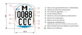 PLACA DE MATRICULA VMP0001 - VMP PATINETE ETIQUETA + FILM
